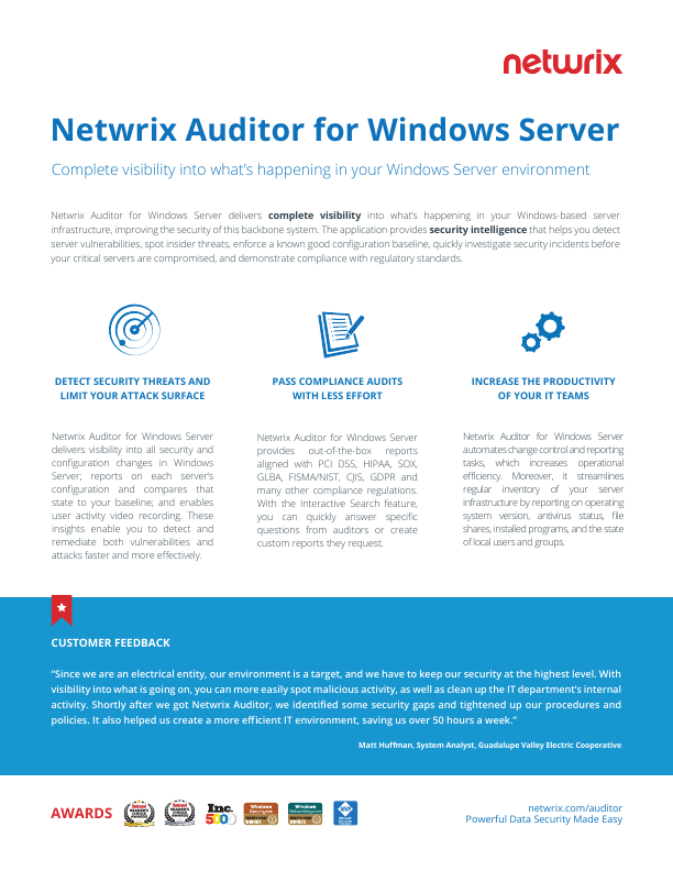 Netwrix Auditor for Windows Server document image