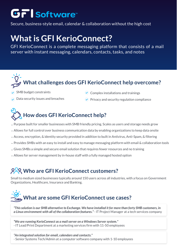 What is GFI KerioConnect?  document image