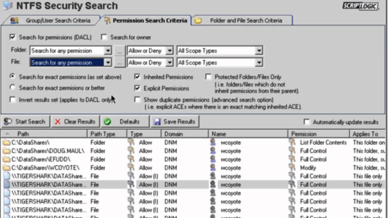 NTFS Security search