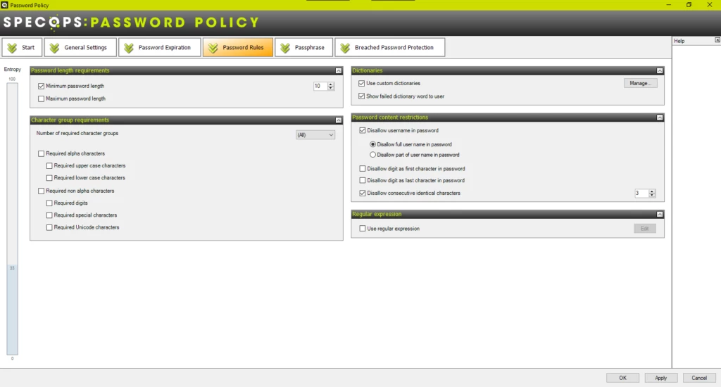 Graphical Interface: Policy Configuration
