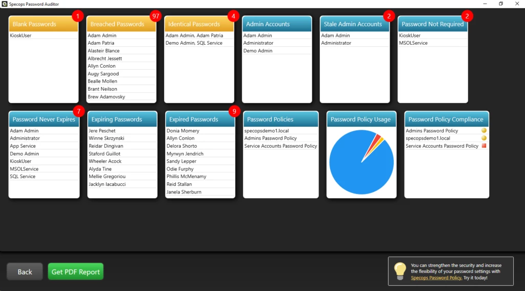Graphical Interface: Audit Reporting