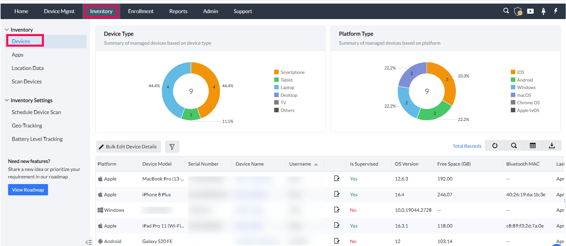 Mobile Device Manager Plus screenshot