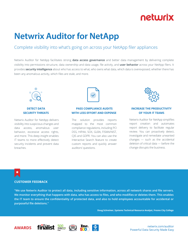 Netwrix Auditor for NetApp document image