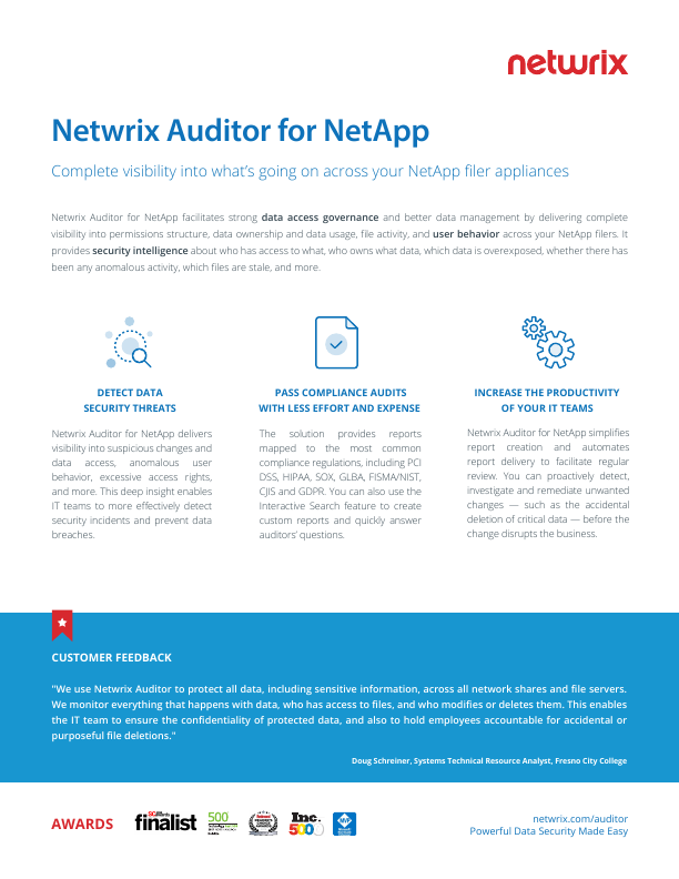 Thumbnail for Netwrix Auditor for NetApp document
