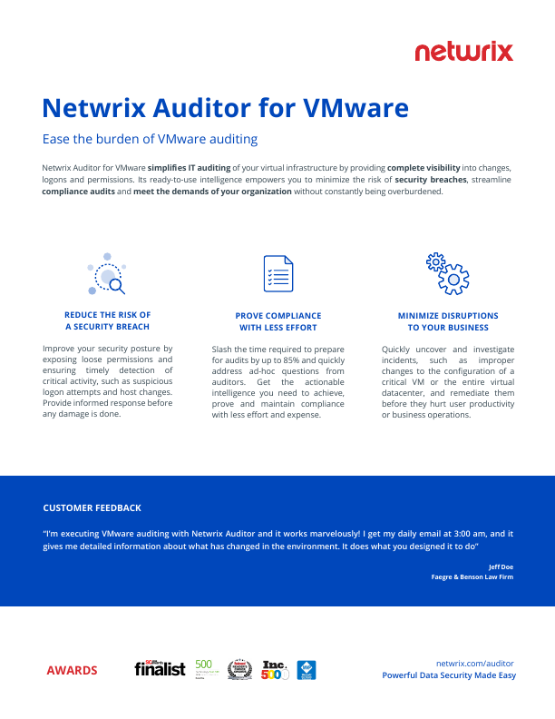 Netwrix Auditor for VMware document image