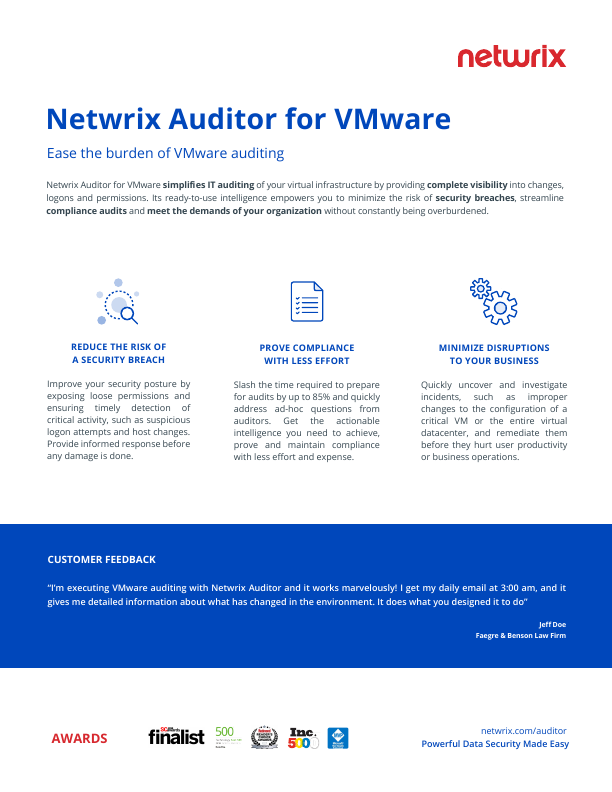 Thumbnail for Netwrix Auditor for VMware document