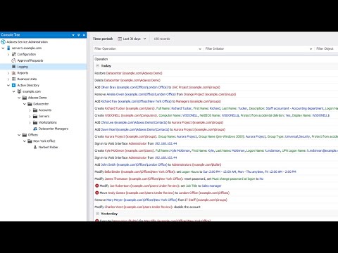 Thumbnail for Activity log in Active Directory, Exchange and Microsoft 365 with Adaxes video