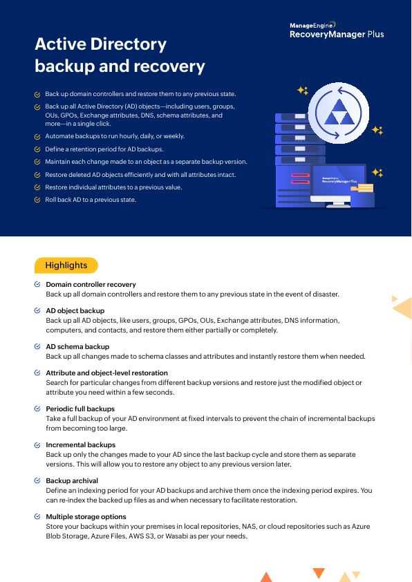 Thumbnail for Recovery Manager Plus Active Directory document
