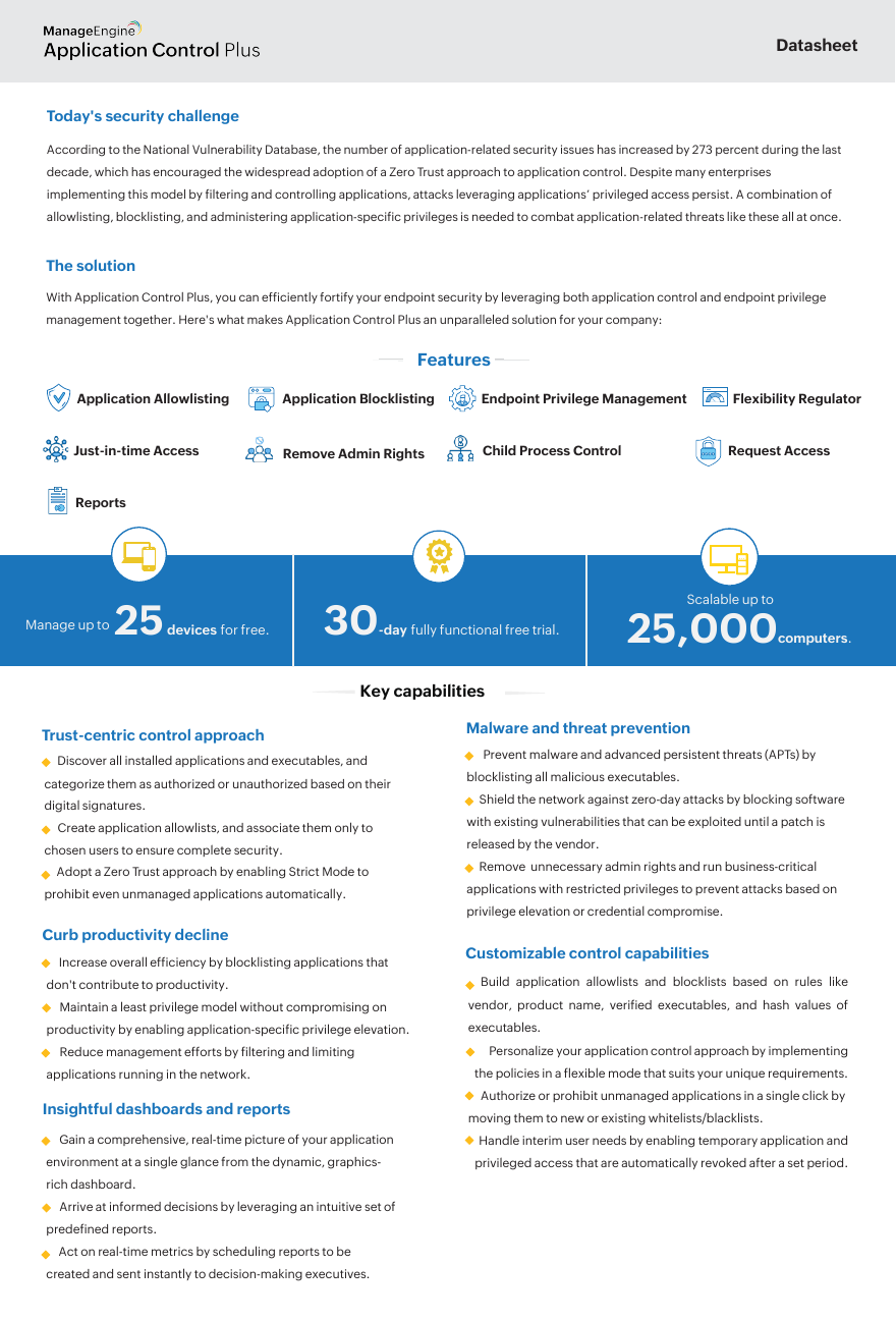 Thumbnail for Manage Engine - Application Control Plus - Datasheet document