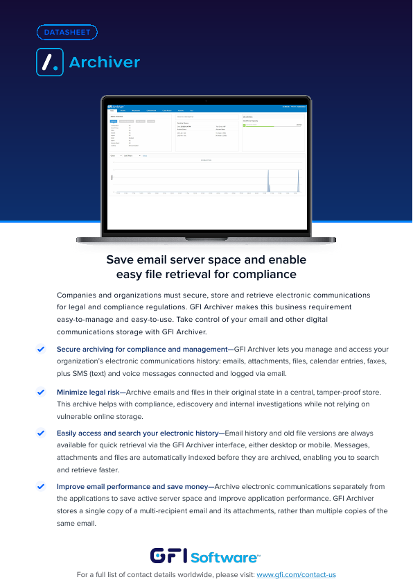 GFI Archiver Datasheet document image