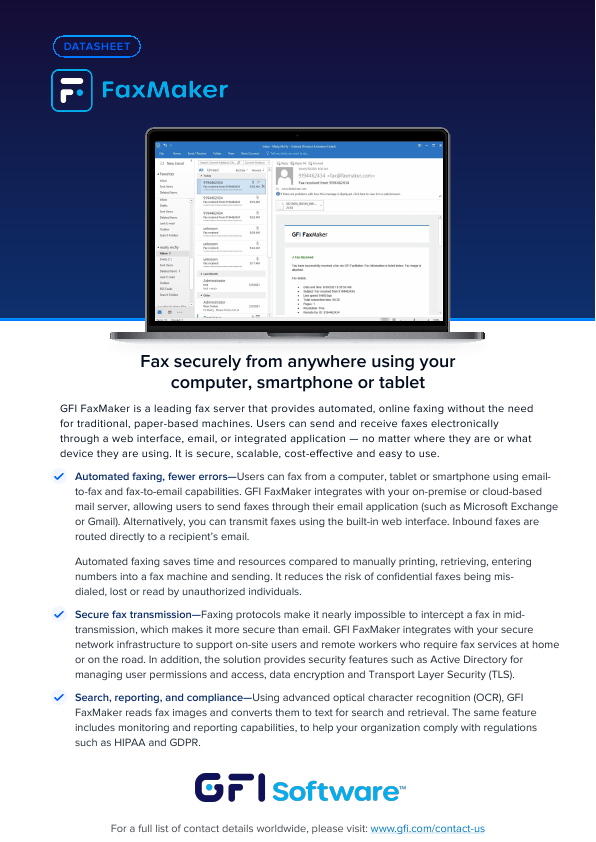 GFI FaxMaker Datasheet document image