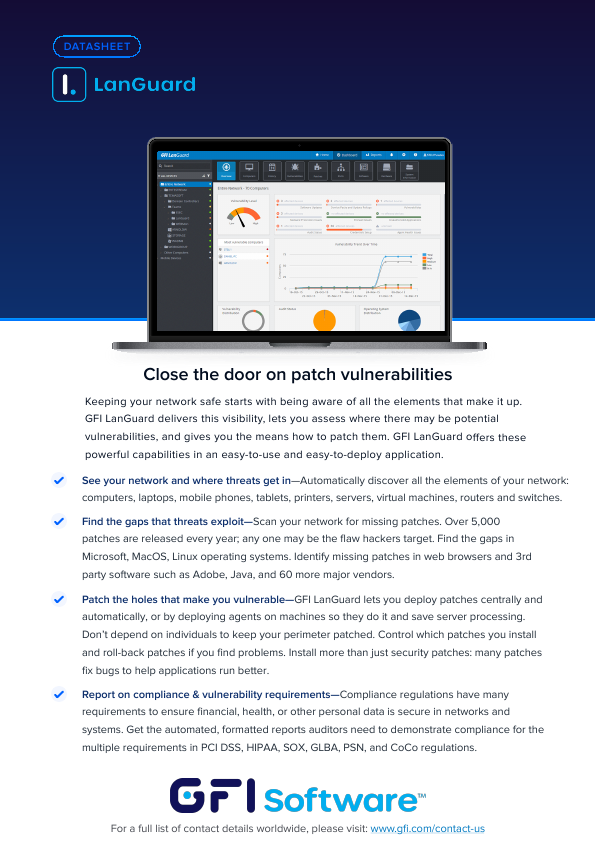 Thumbnail for GFI LanGuard Datasheet document