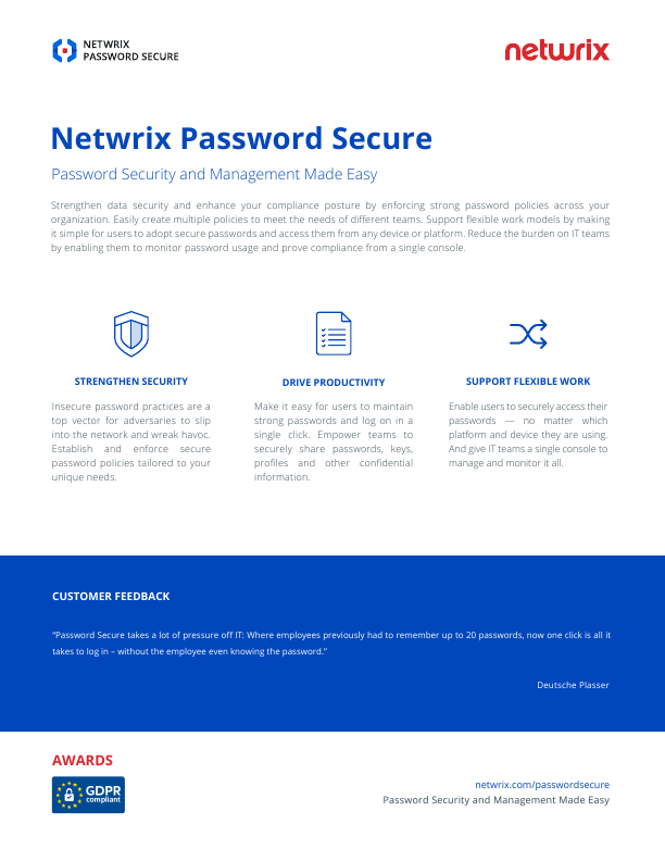 Netwrix Password Secure Datasheet document image