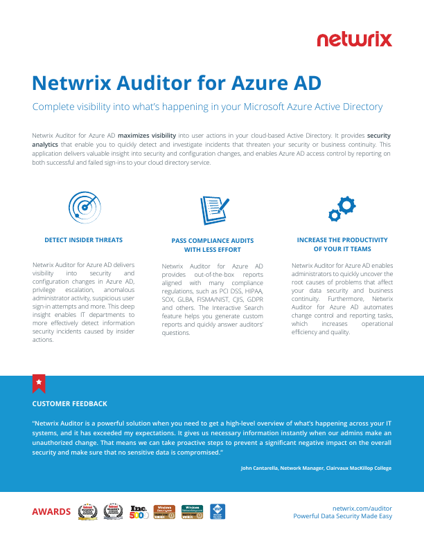 Netwrix Auditor for Azure AD document image