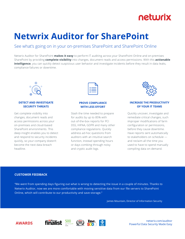 Thumbnail for Netwrix Auditor for SharePoint document